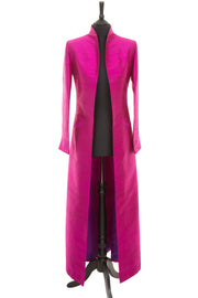 opera coat - full length coat in bright pink silk