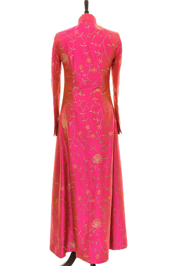 Shibumi Devi Silk Coat in Schiaparelli Pink Rear View