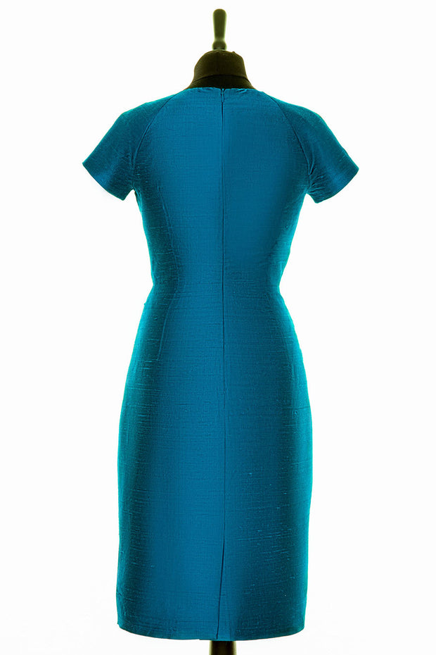 Marilyn Silk Dress in Kingfisher Blue
