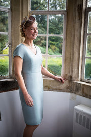 Light blue wedding guest dress. Perfect wedding guest outfits for over 50
