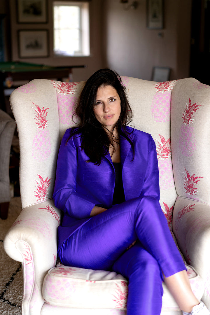 Purple women's suit made from raw silk. Wedding suit for women. 