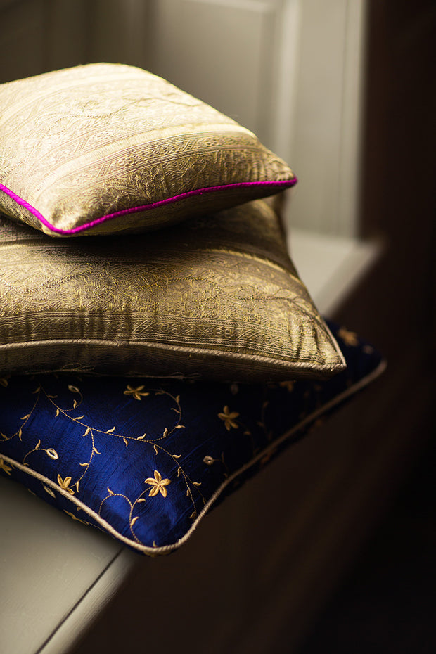 Small Silk Cushion in Antique Gold