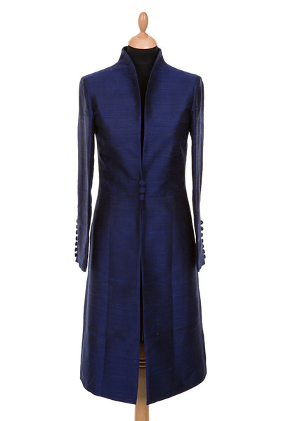 Avani Silk Coat in Midnight Blue
