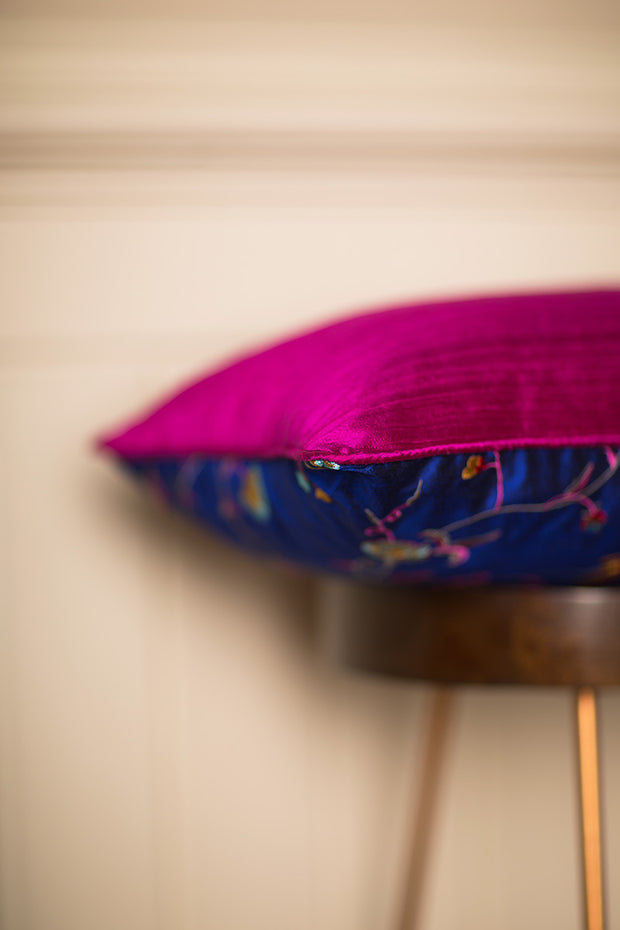 Rectangular Bolster Silk Cushion in African Cobalt