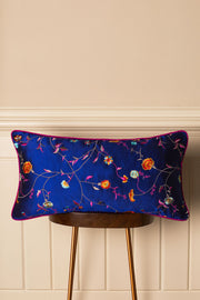 Rectangular Bolster Silk Cushion in African Cobalt