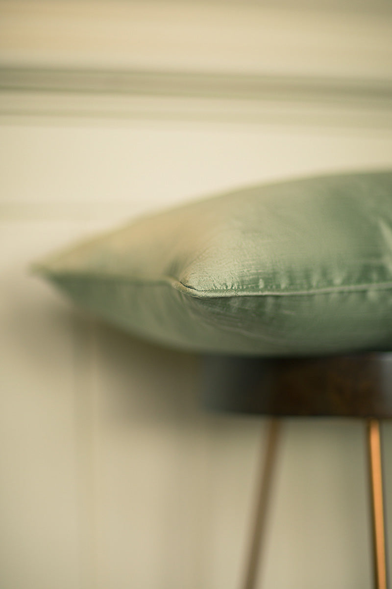 Rectangular Bolster Silk Cushion in Pearl Green