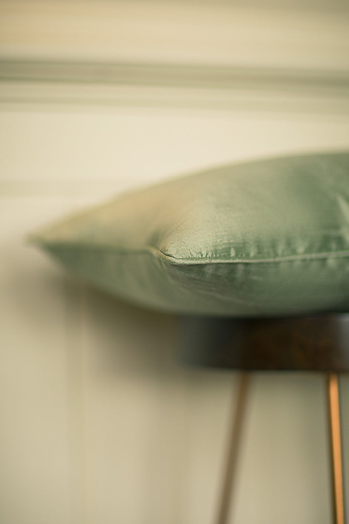 Rectangular Bolster Silk Cushion in Pearl Green