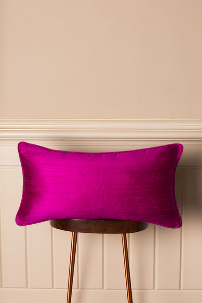 Rectangular Bolster Silk Cushion in Wild Orchid