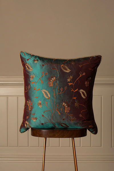 Large Silk Cushion in Aqua Teal