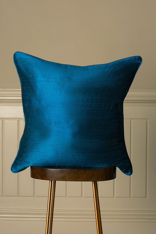 Large Silk Cushion in Kingfisher Blue