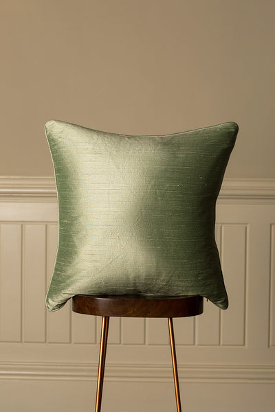 Large Silk Cushion in Pearl Green