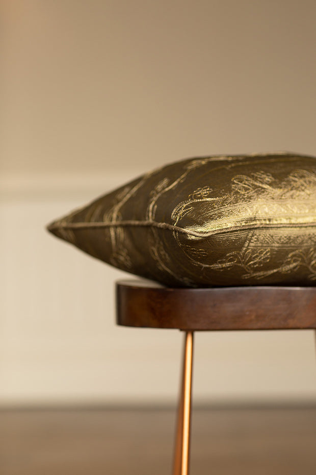 Medium Silk Cushion in Antique Gold