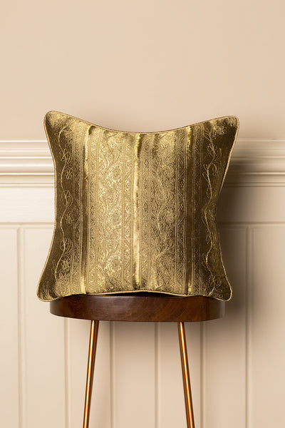 Medium Silk Cushion in Antique Gold