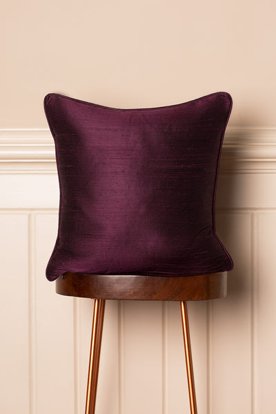 Medium Silk Cushion in Aubergine