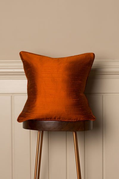 Medium Silk Cushion in Burnt Orange