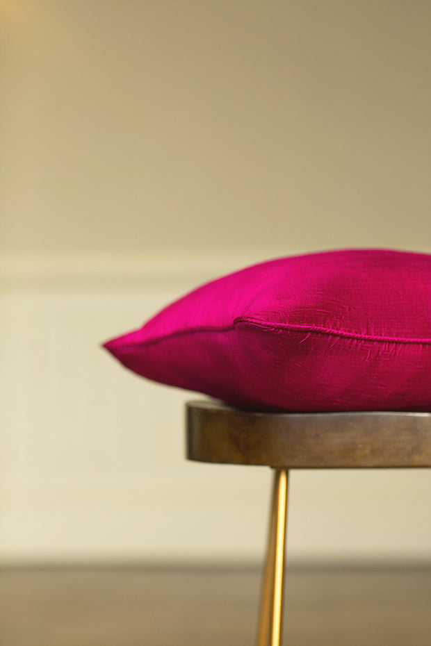 Medium Silk Cushion in Hot Pink