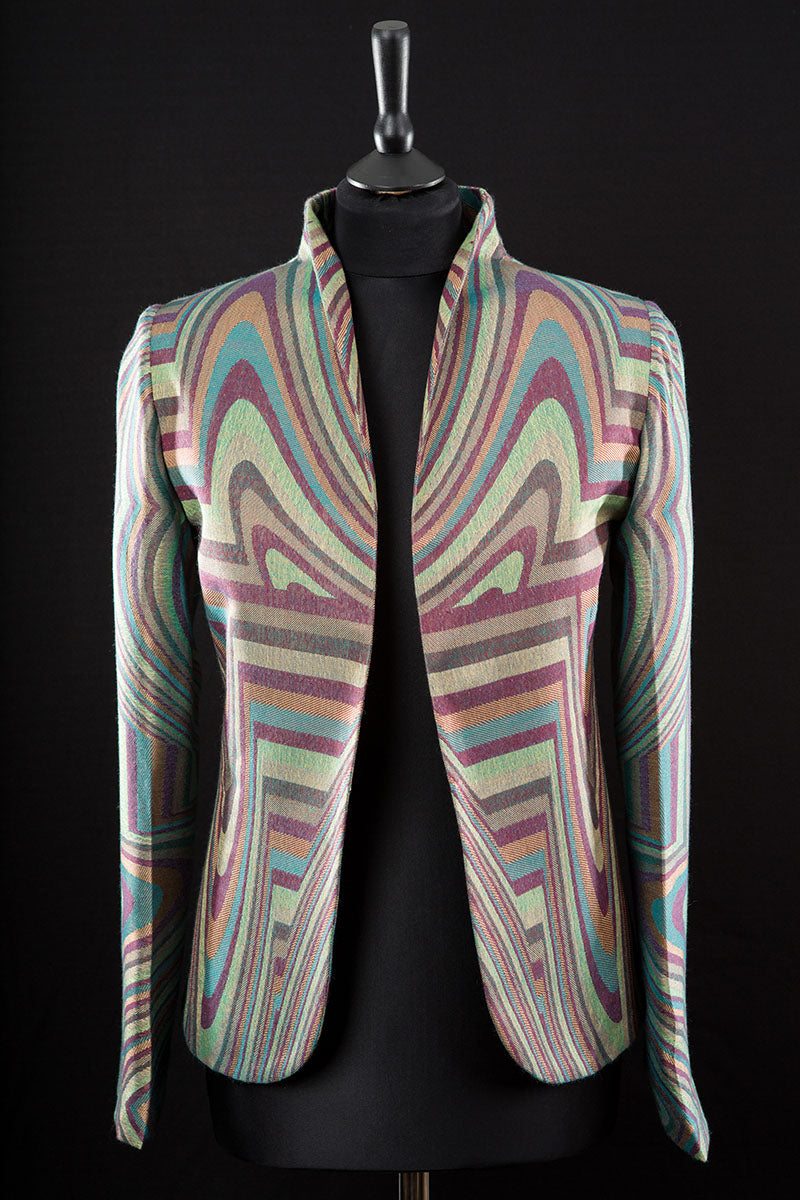 green striped cashmere jacket for women, alternative mother of the bride outfit, jacket for the opera, sale, discount