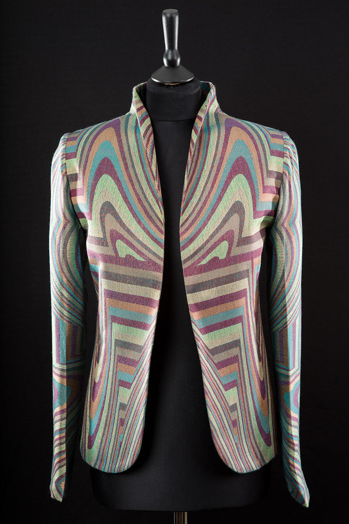 green striped cashmere jacket for women, alternative mother of the bride outfit, jacket for the opera, sale, discount