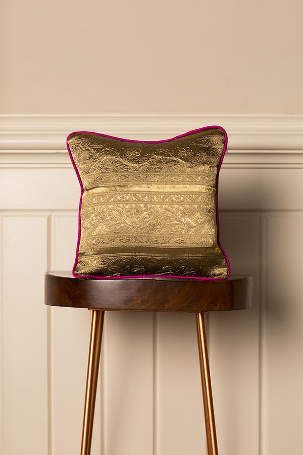 Small Silk Cushion in Antique Gold