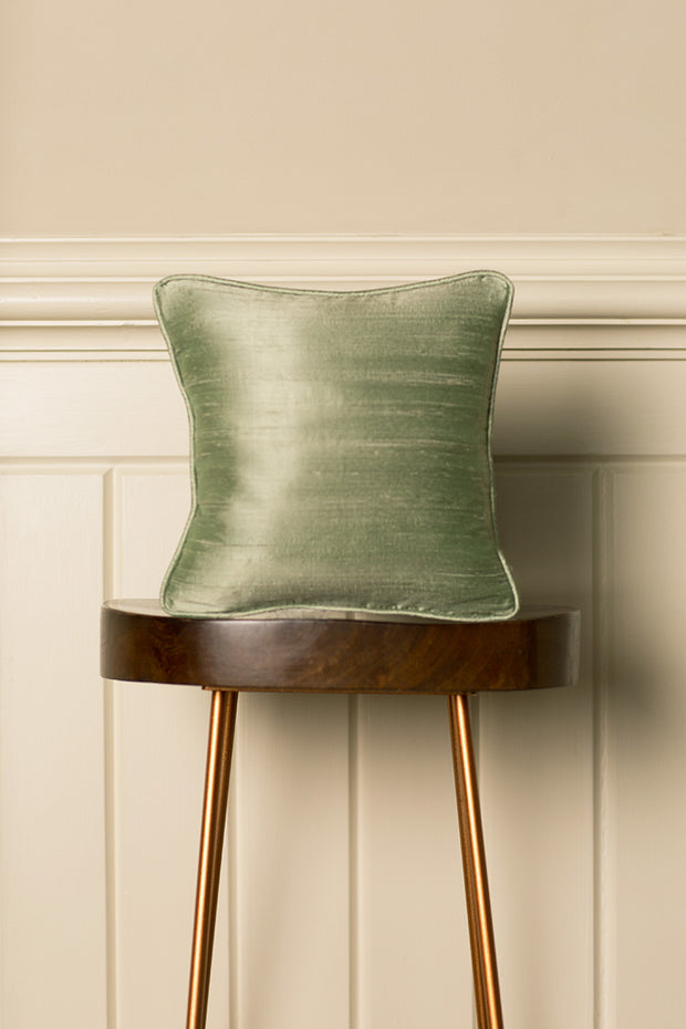 Small Silk Cushion in Pearl Green