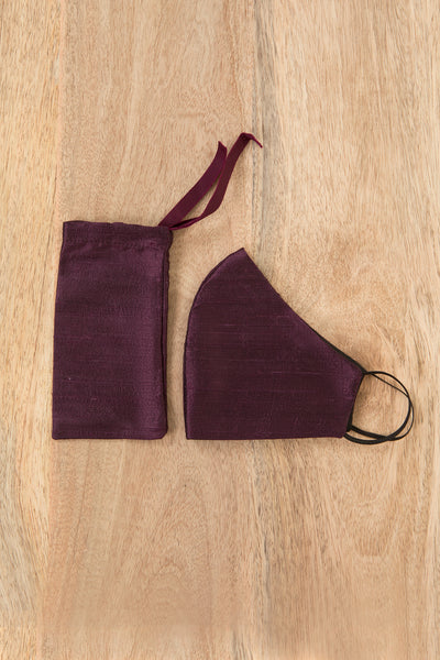 Silk Face Mask in Aubergine