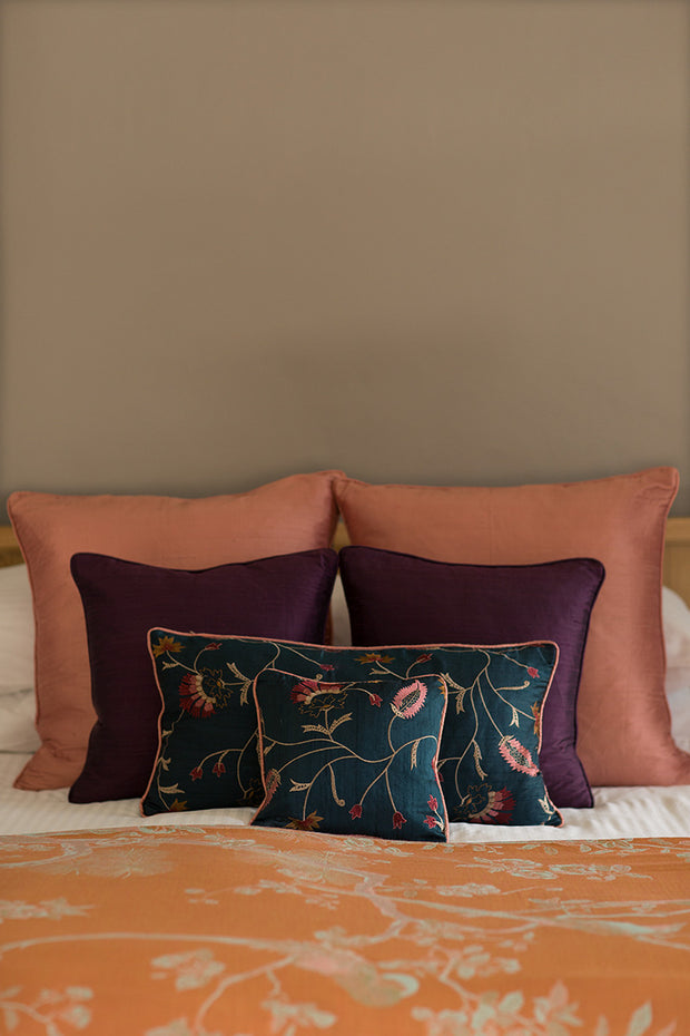 Rectangular Bolster Silk Cushion in Mineral