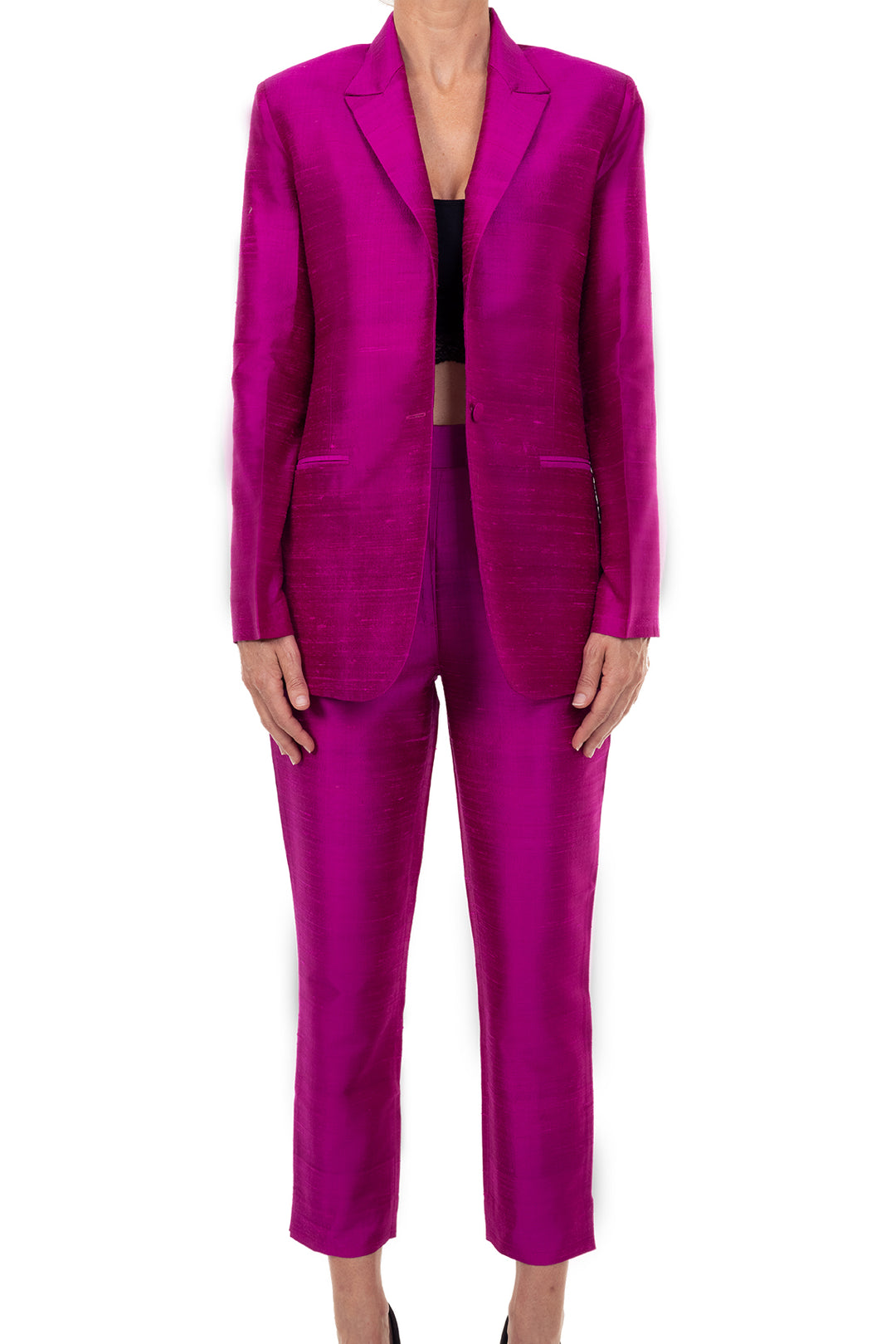 silk cigarette pants Silk Cigarette Trousers in Wild Orchid silk cigarette pants Silk Cigarette Trousers in Wild Orchid