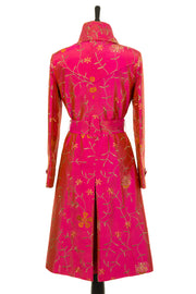 Shibumi Silk Trench Coat in Schiaparelli Pink rear view