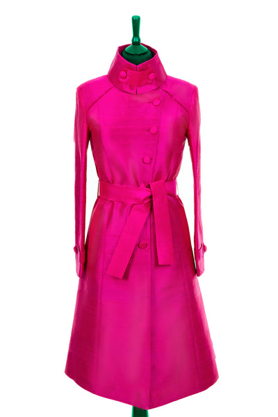 Shibumi Silk Trench Coat in Hot Pink