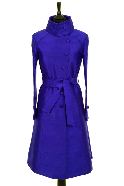 Shibumi Silk Trench Coat in Deep Violet