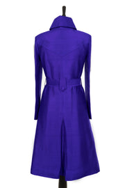 Shibumi Womens Silk Trench Coat in Deep Violet rear view
