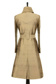 Shibumi Silk Trench Coat in Oyster Gold rear view