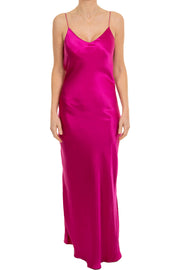 Silk Slip Dress in Electric Pink