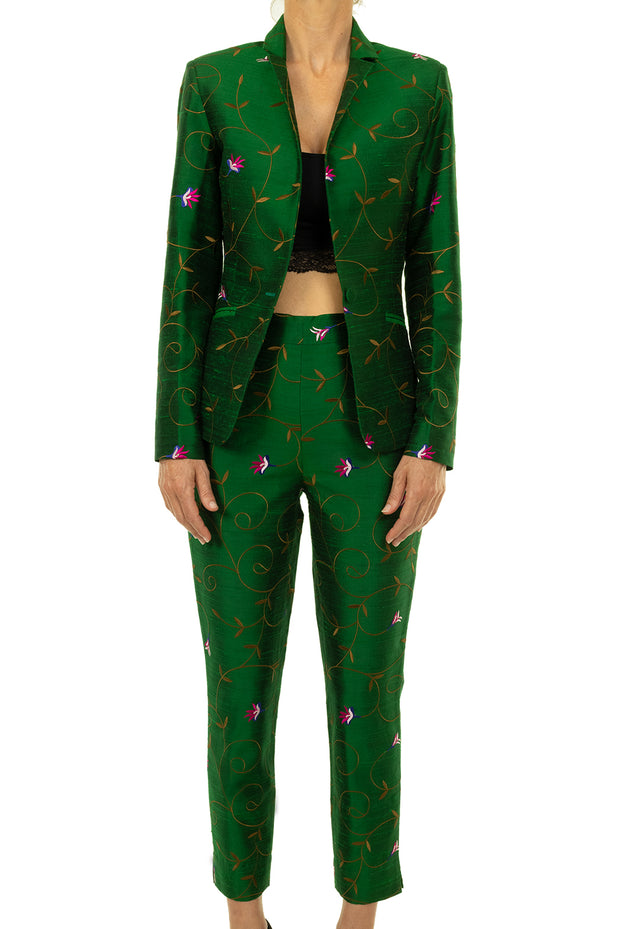 Emerald green silk sales pants