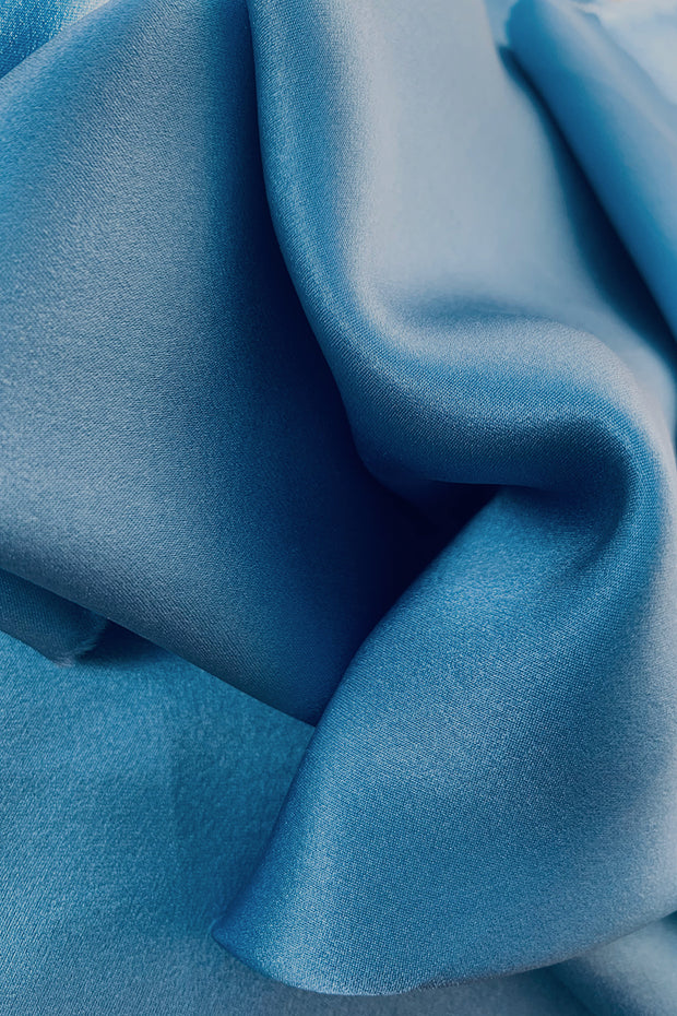 Silk Dressing Gown in Dusty Blue