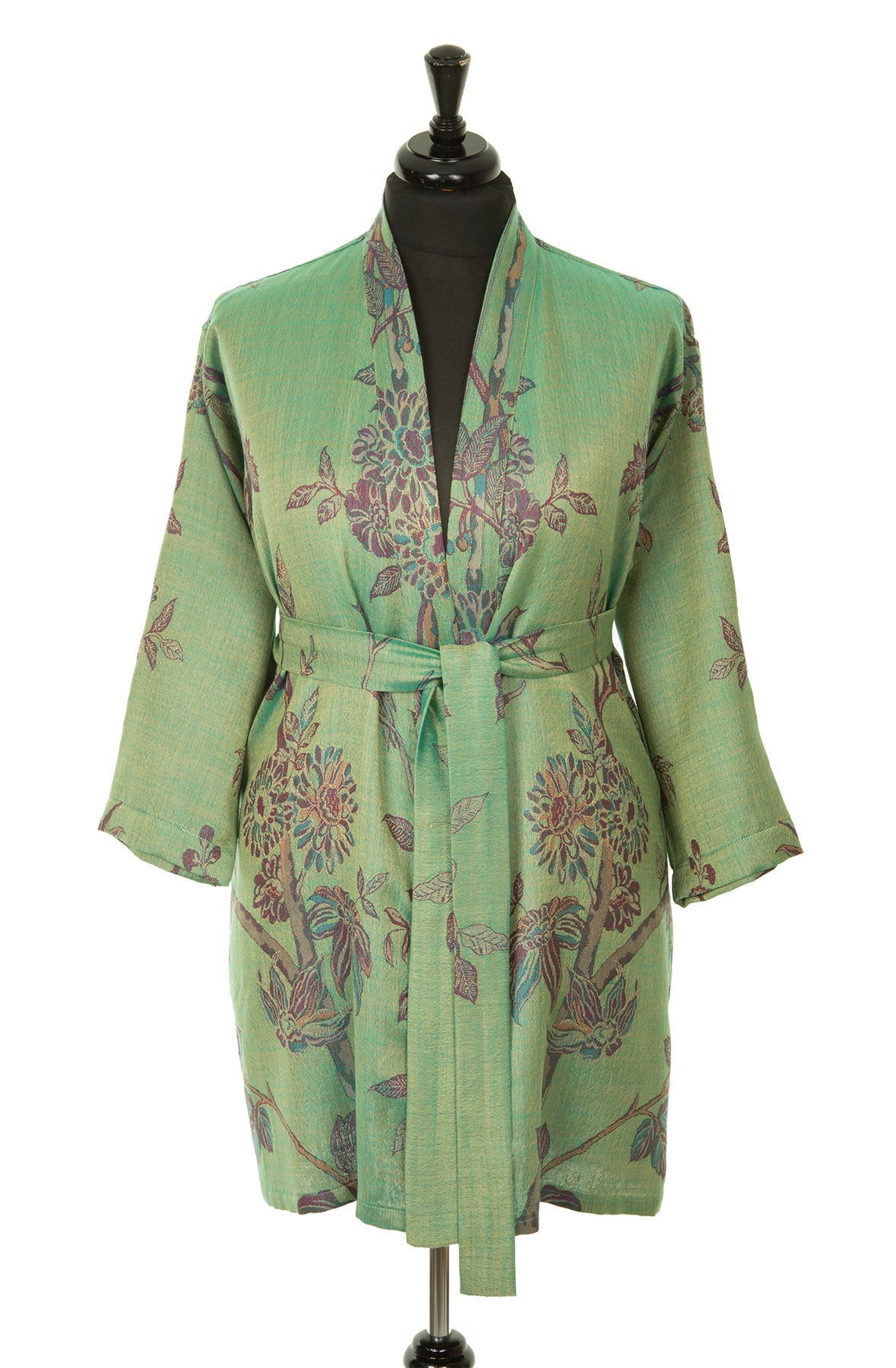 Reversible Kimono Jacket in Dragonfly Green Kimono Dressing Gown Shibumi