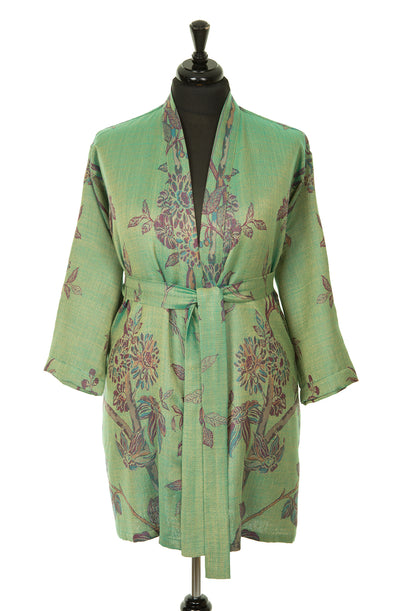 Shibumi Reversible Cashmere Kimono Jacket in Dragonfly Green