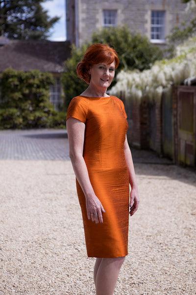 strapless open back dress Plus Size Open Back Orange Satin Dress