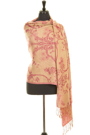 soft luxurious cashmere wrap with floral pattern 