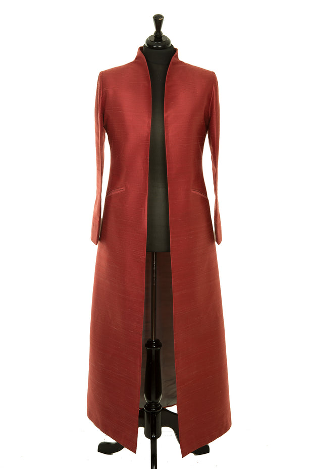 long plus size coat in dark red