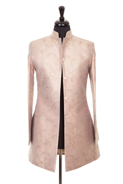 shibumi womens pink taupe silk nehru jacket