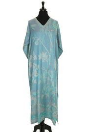 V Neck Kaftan in Pale Cyan