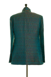 Shibumi Mens Nehru Silk Jacket in Royal Jacquard