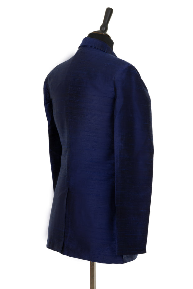 silk navy fitted jacket for women