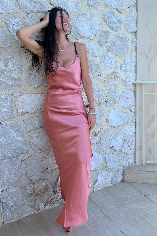 Silk Slip Dress in Blush Rose