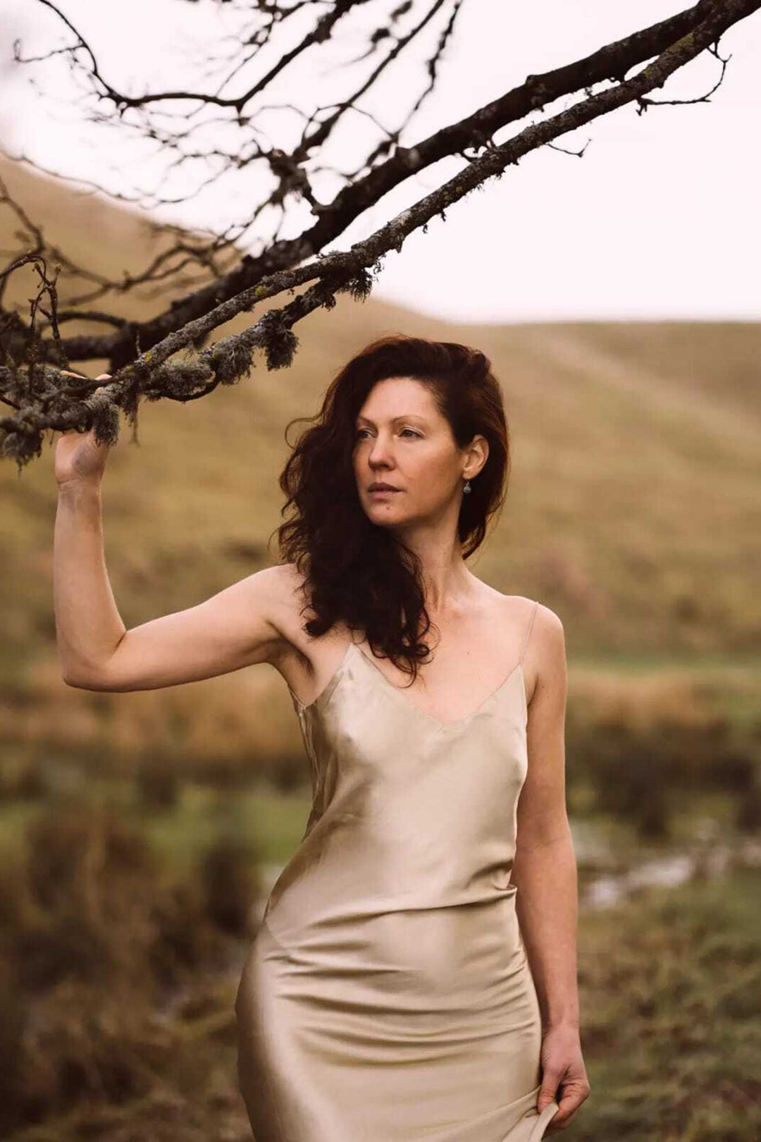 Silk Slip Dress in Champagne – Shibumi - Main Image