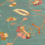 teal embroidered silk dupion fabric