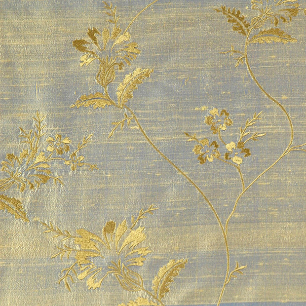 embroidered silk fabric in silver