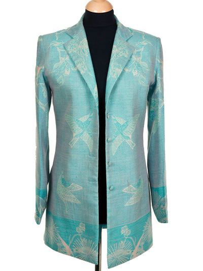 Long European Jacket in Pale Cyan