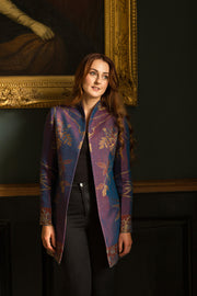 fitted purple jacket for the races, ascot outfit ideas, plus size wedding outfit
